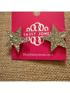 Sassy Jones Silver Star Studs with Rhinestones